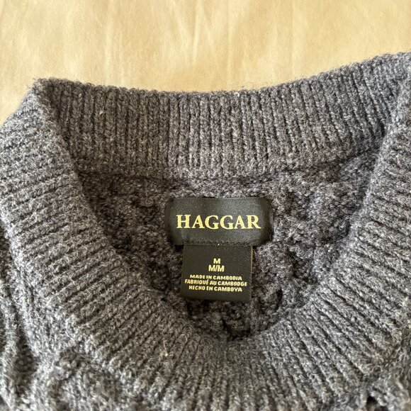 Haggar Fisherman Cable Knit Sweater in Charcoal - Picture 7 of 8